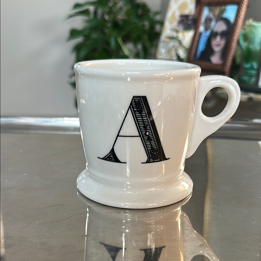 Anthropologie Monogrammed White Mug with Letter A NWOT